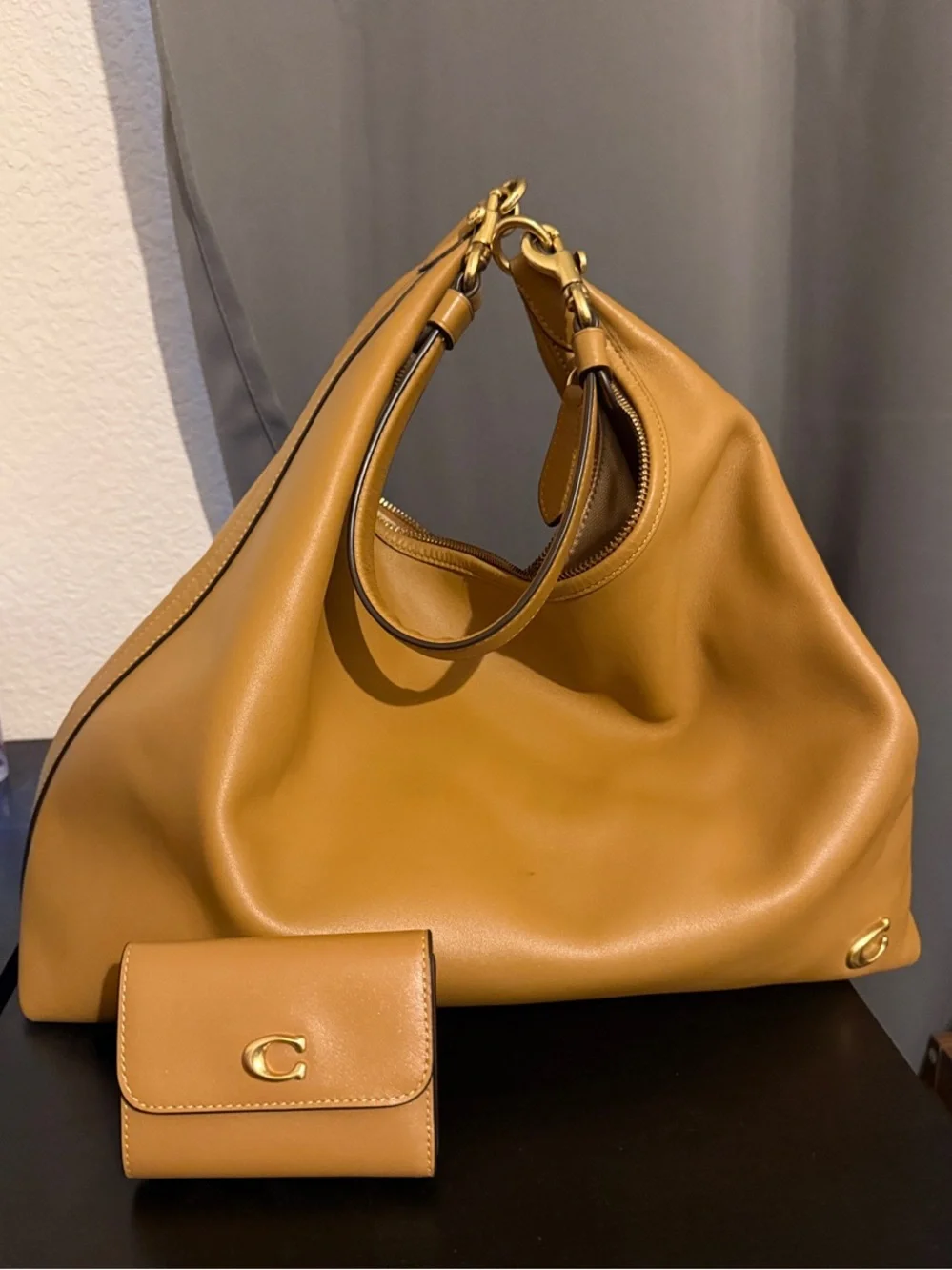 Coach Large Honey Brown Juliet 38 Shoulder Bag & Coach Honey Brown Wallet